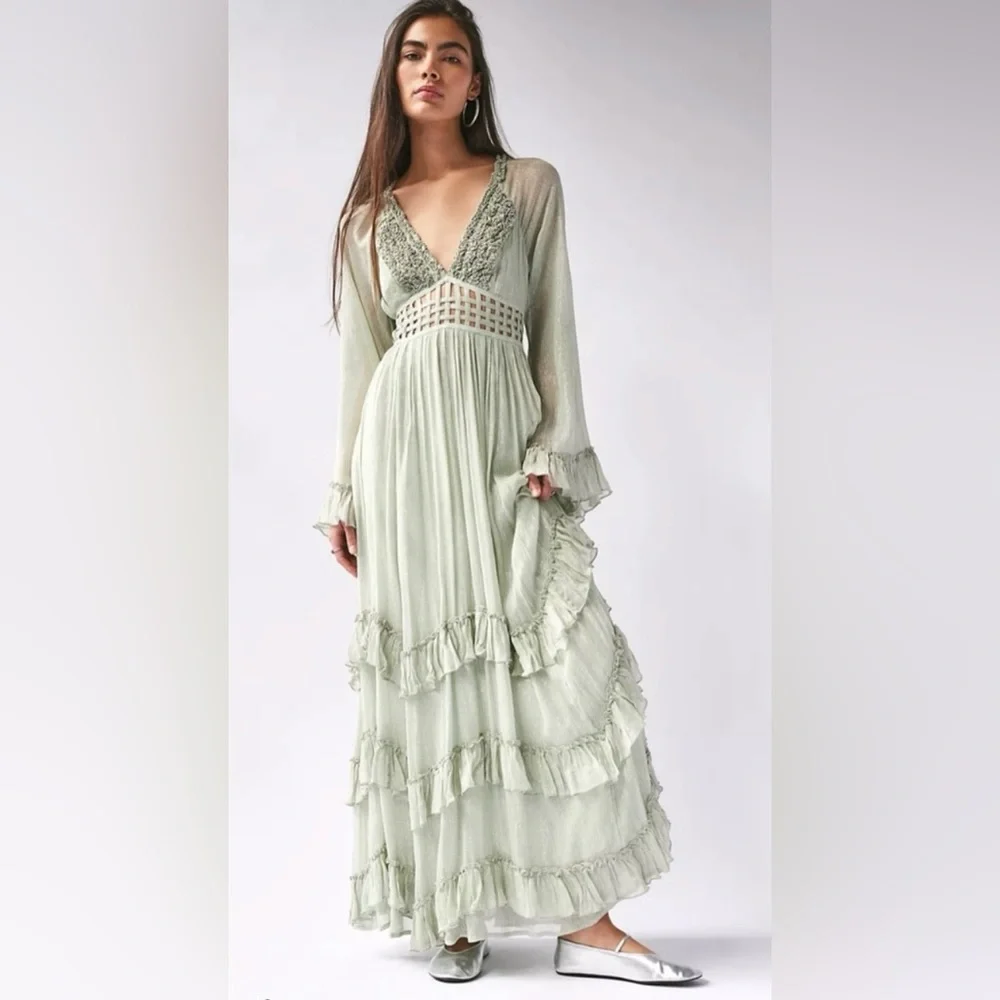 Free People Seraphina Maxi Dress Womens Medium - Picture 2 of 13